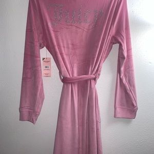 NWT JUICY COUTURE BLING VELOUR CASHMERE ROSE TIE FRONT ROBE